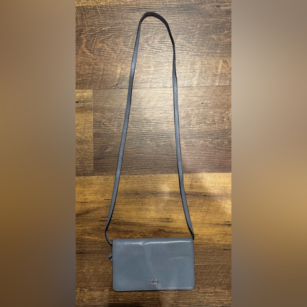 Coach Blue-Gray Leather Crossbody Bag